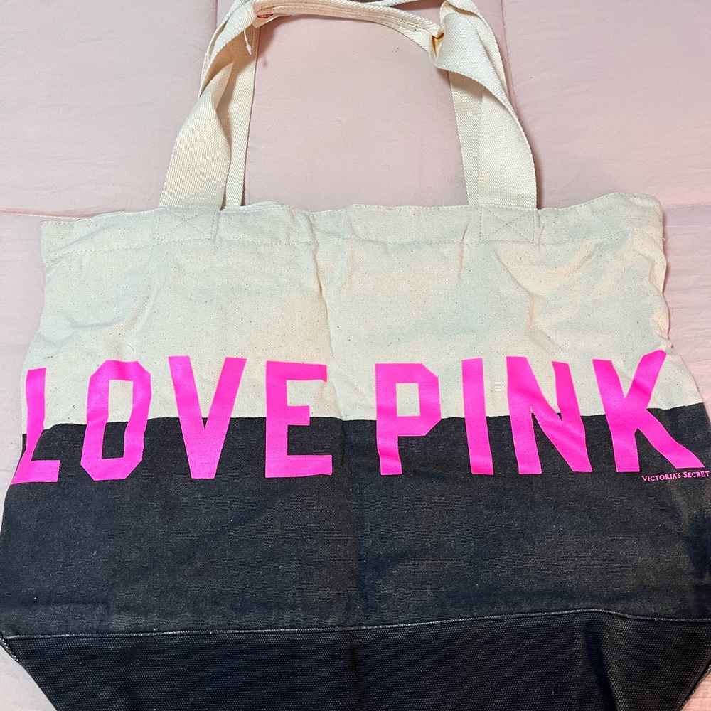 PINK black and white tote bag